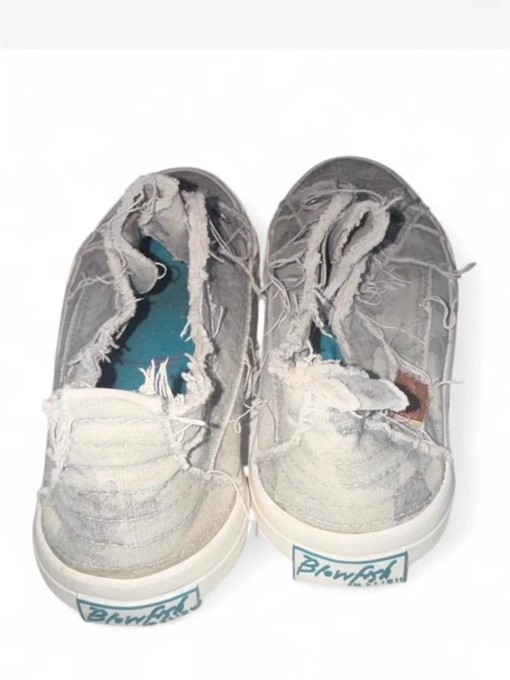 Frayed Canvas Slip-On Camo Sneakers - Gray